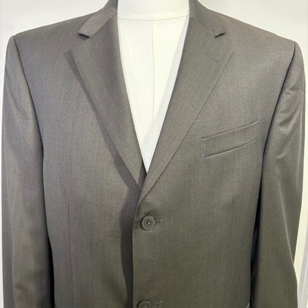 Oscar de la Renta Profile Men's Charcoal‎ brown Wool Silk Suit Jacket Blazer 42L